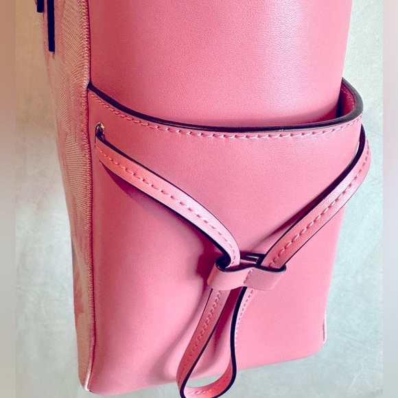 Gilly Large Drawstring Travel Tote- color is Carnation Pink - Picture 8 of 11